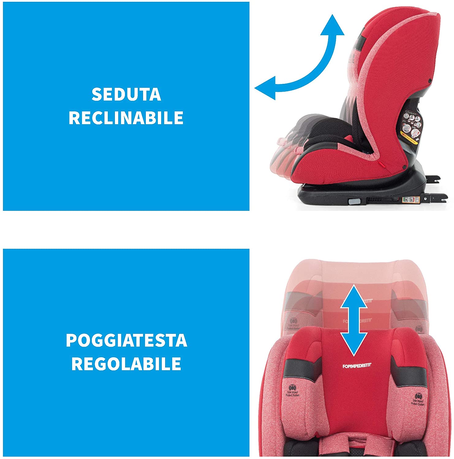 Seggiolino auto Re-Klino Fix 9 / 36 kg FoppaPedretti cherry - Bimbibelli -  articoli e giocattoli per bambini - passeggini e culle