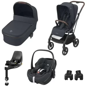 Trio Leona2 Maxi Cosi essential black con base FamilyFix 360 Pro
