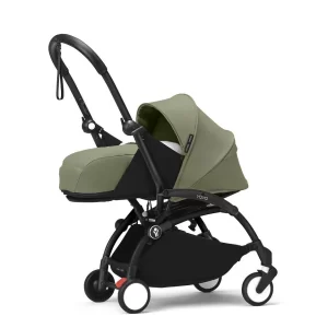 Passeggino YOYO3 Stokke olive con kit neonato telaio nero