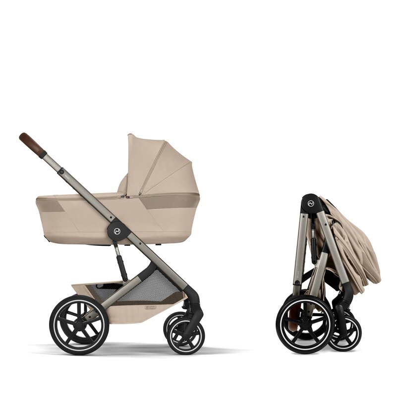 Trio Balios S Lux con navicella richiudibile e Cloud G Plus Cybex almond beige + base Isofix - immagine 3