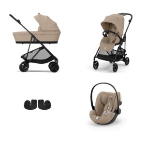 Trio Melio carbon Cybex almond beige con Cloud G Plus i-Size