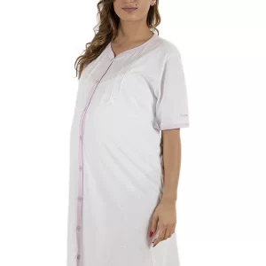 Camicia da notte clinica aperta davanti mezza manica Premamy