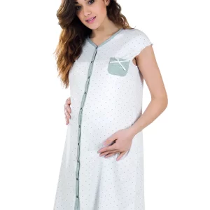 Camicia da notte clinica aperta davanti mezza manica Premamy