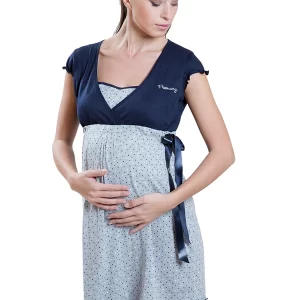 Camicia da notte per gravidanza e allattamento mezza manica Premamy
