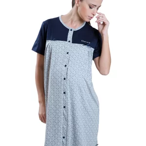 Camicia da notte clinica aperta davanti mezza manica Premamy