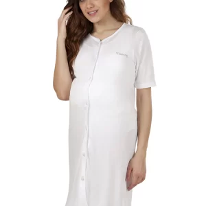 Camicia da notte clinica aperta davanti mezza manica Premamy