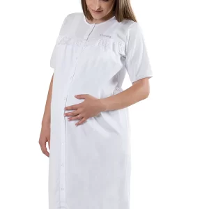 Camicia da notte clinica aperta davanti mezza manica Premamy