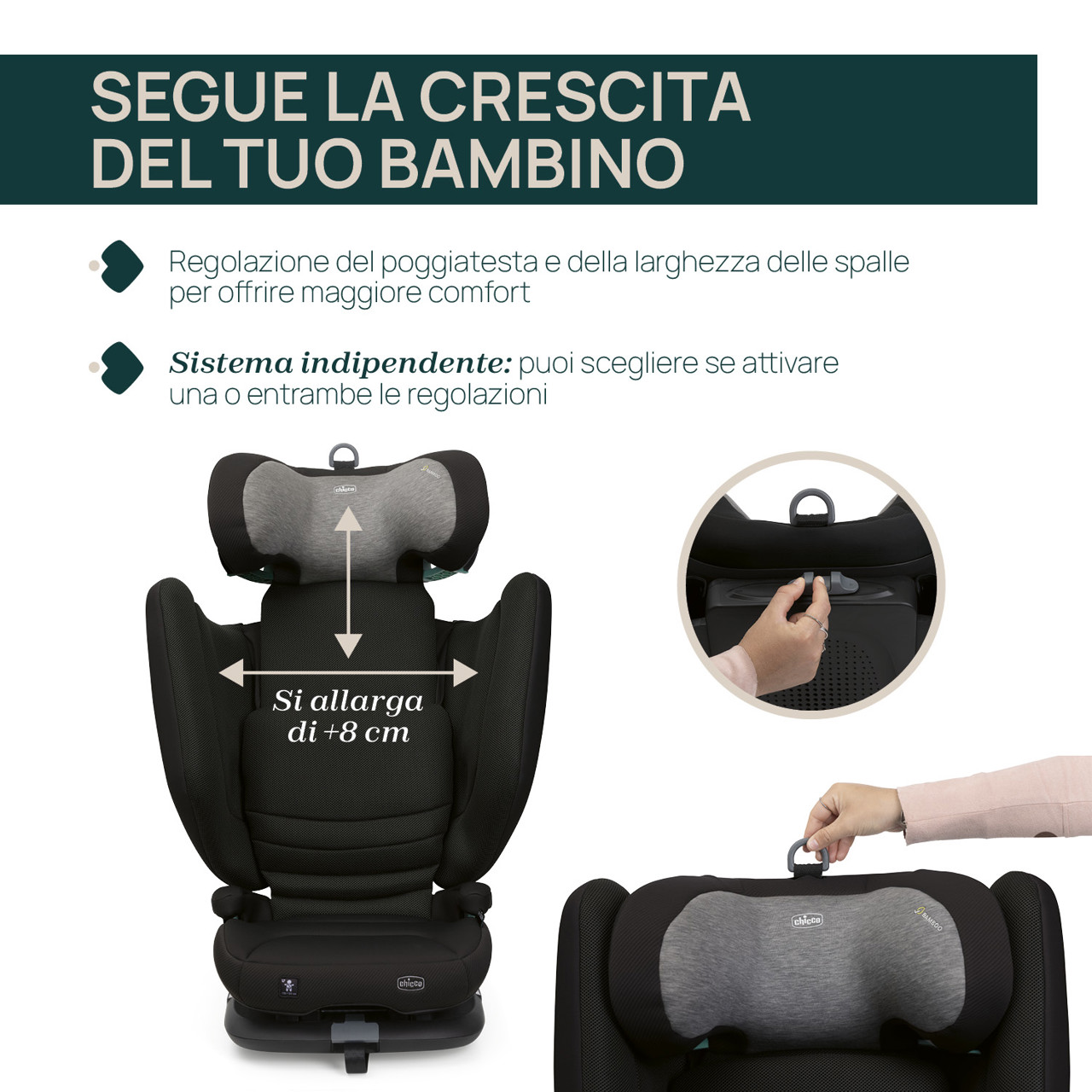 Seggiolino auto 100-150 cm Fold&Go S Chicco posh black - immagine 5