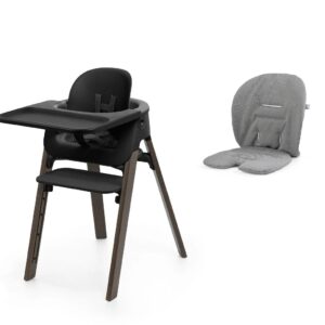 Seggiolone Steps con cuscino Stokke nero/marrone