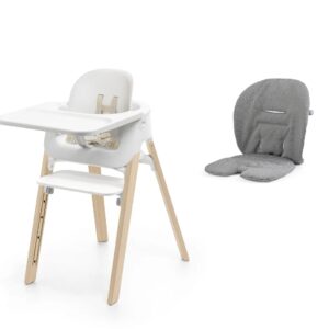 Seggiolone Steps con cuscino Stokke naturale/bianco