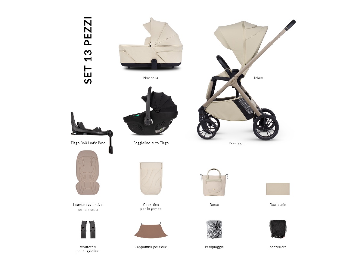 Trio Tila Venicci sabbia + base Isofix 360°
